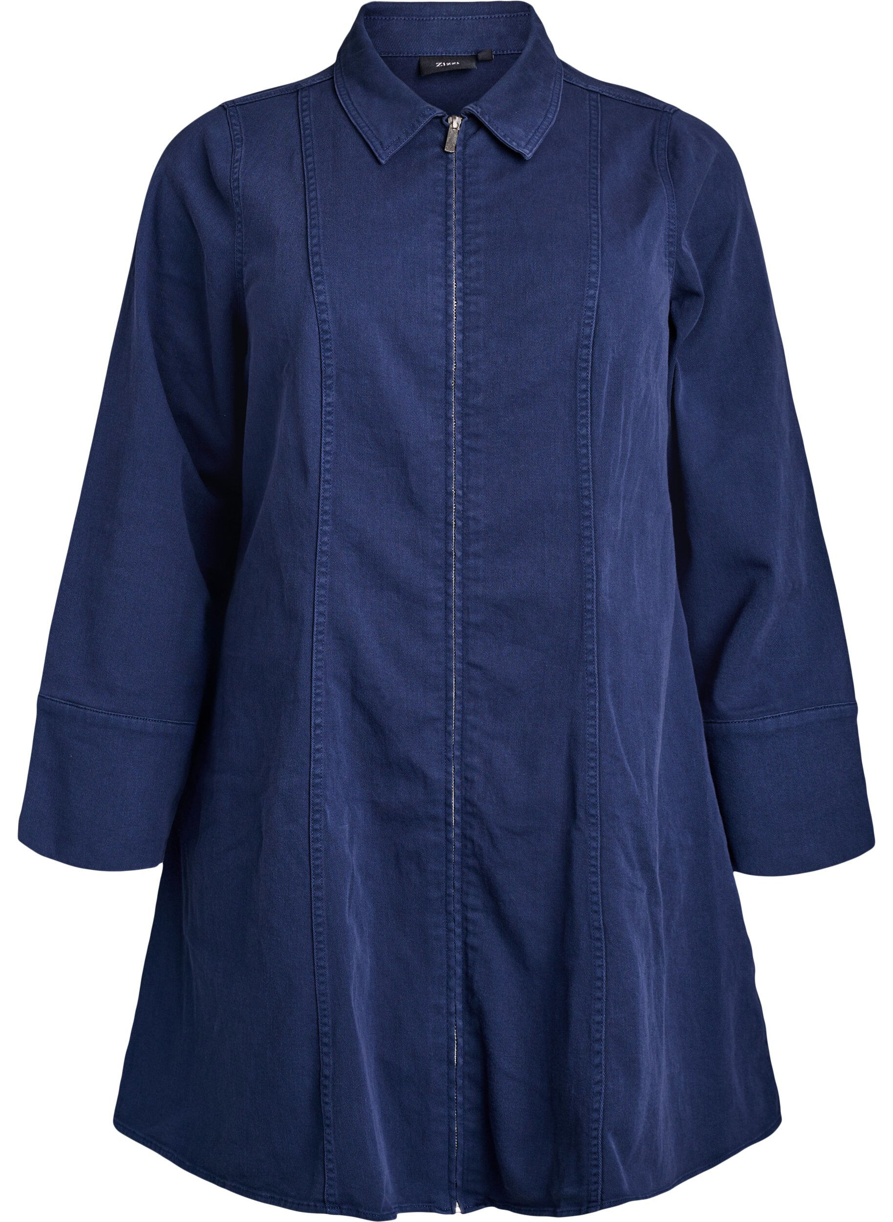 Korte twilljurk met ritssluiting