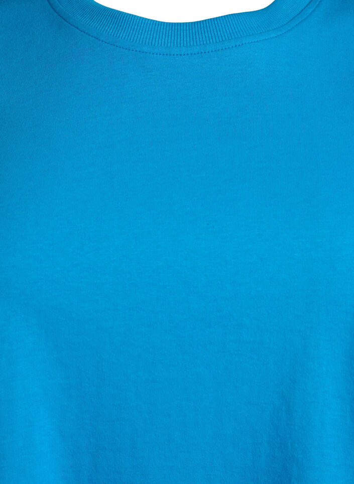 Basic katoenen T-shirt met ronde hals, Blauw, Packshot image number 2