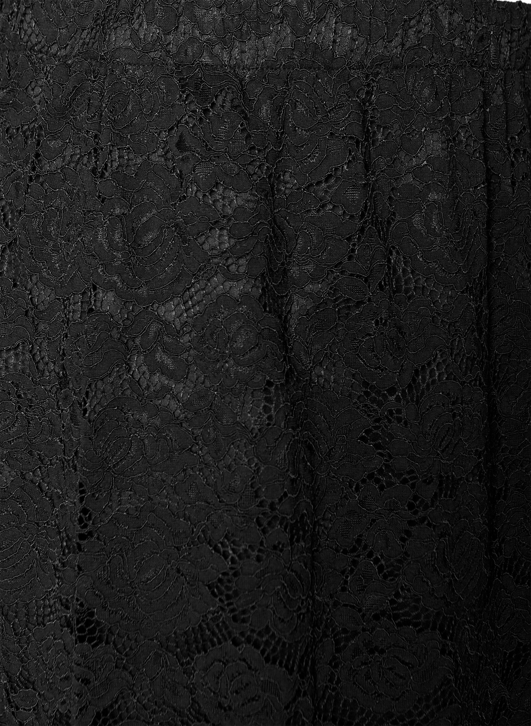 ZizziKanten midirok met een elastische tailleband, Zwart, Packshot image number 2