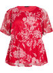 Chiffon blouse met bloemenprint en elastische taille, Rood, Packshot image number 0