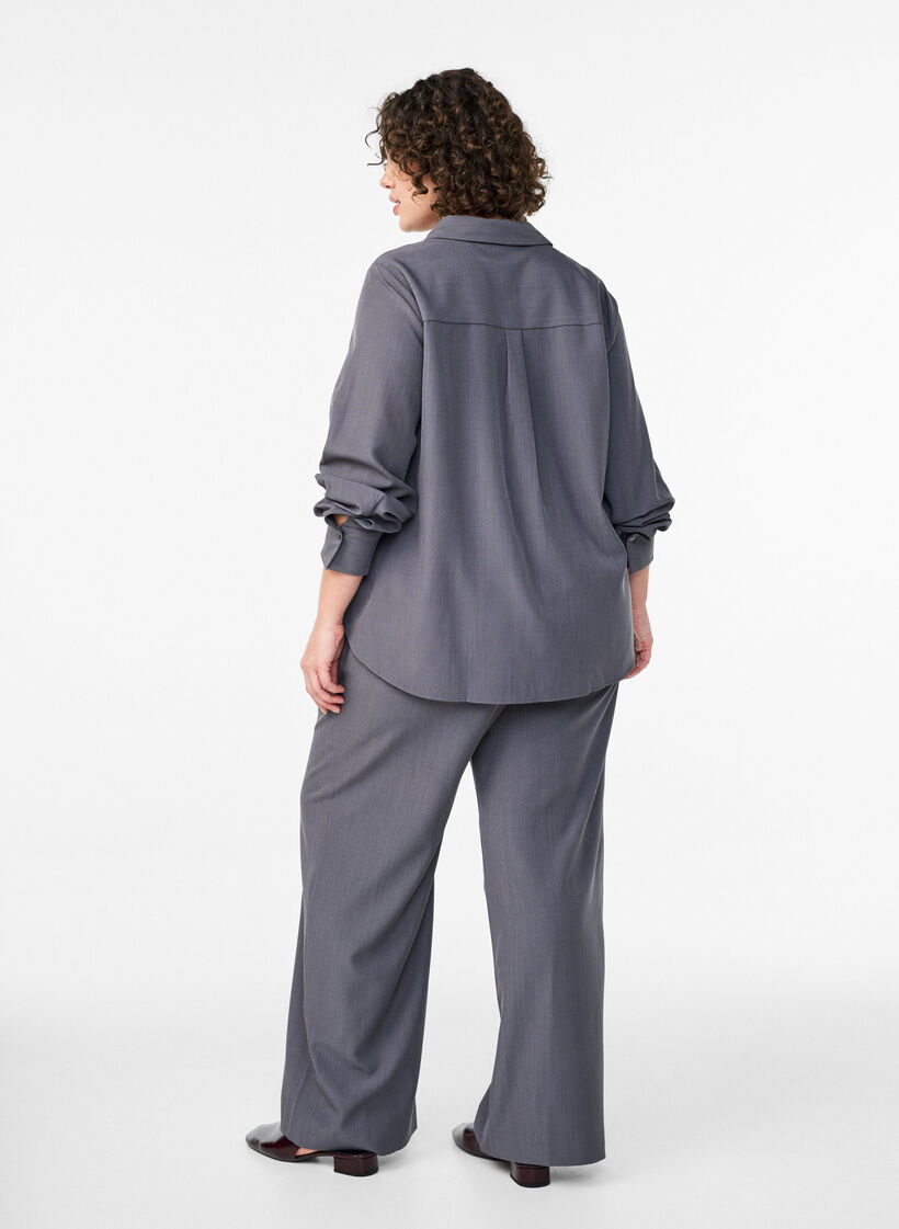 Hoog getailleerde pantalon met wijde pijpen, Grijs, Model image number 1