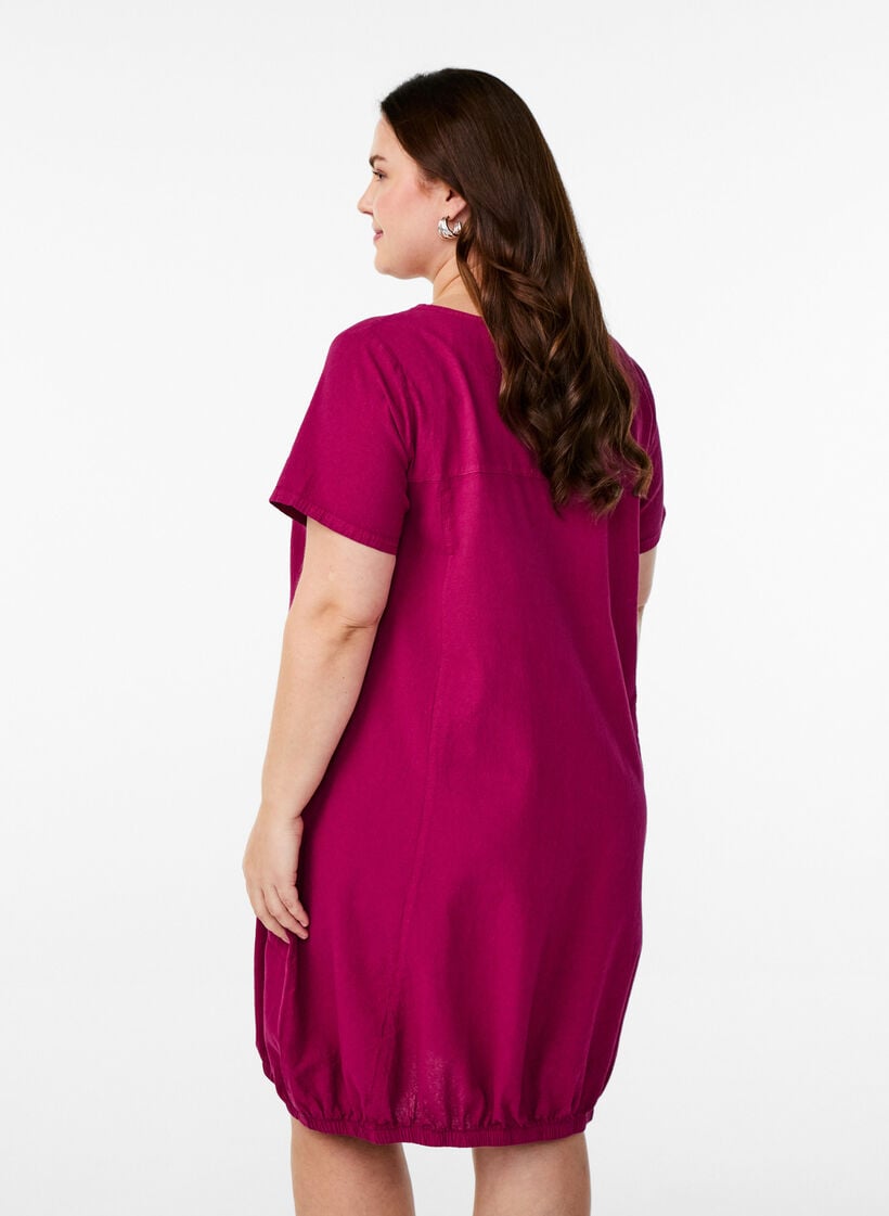 Katoenen jurk met korte mouwen, Rood, Model image number 2