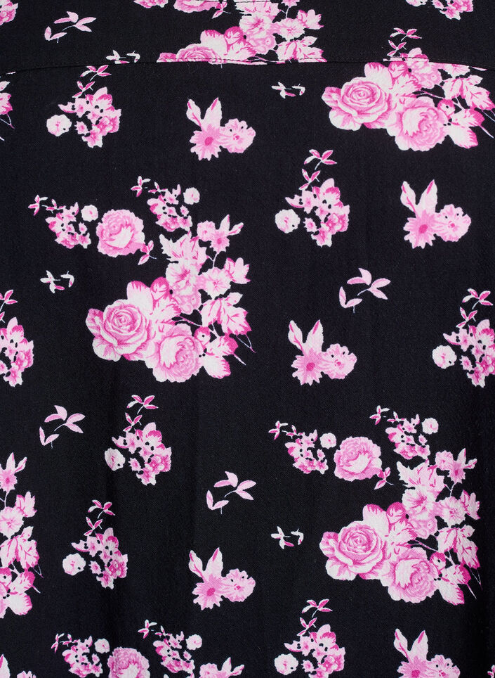 Korte katoenen jurk met een elastische zoom en lange mouwen, Zwart, Packshot image number 2