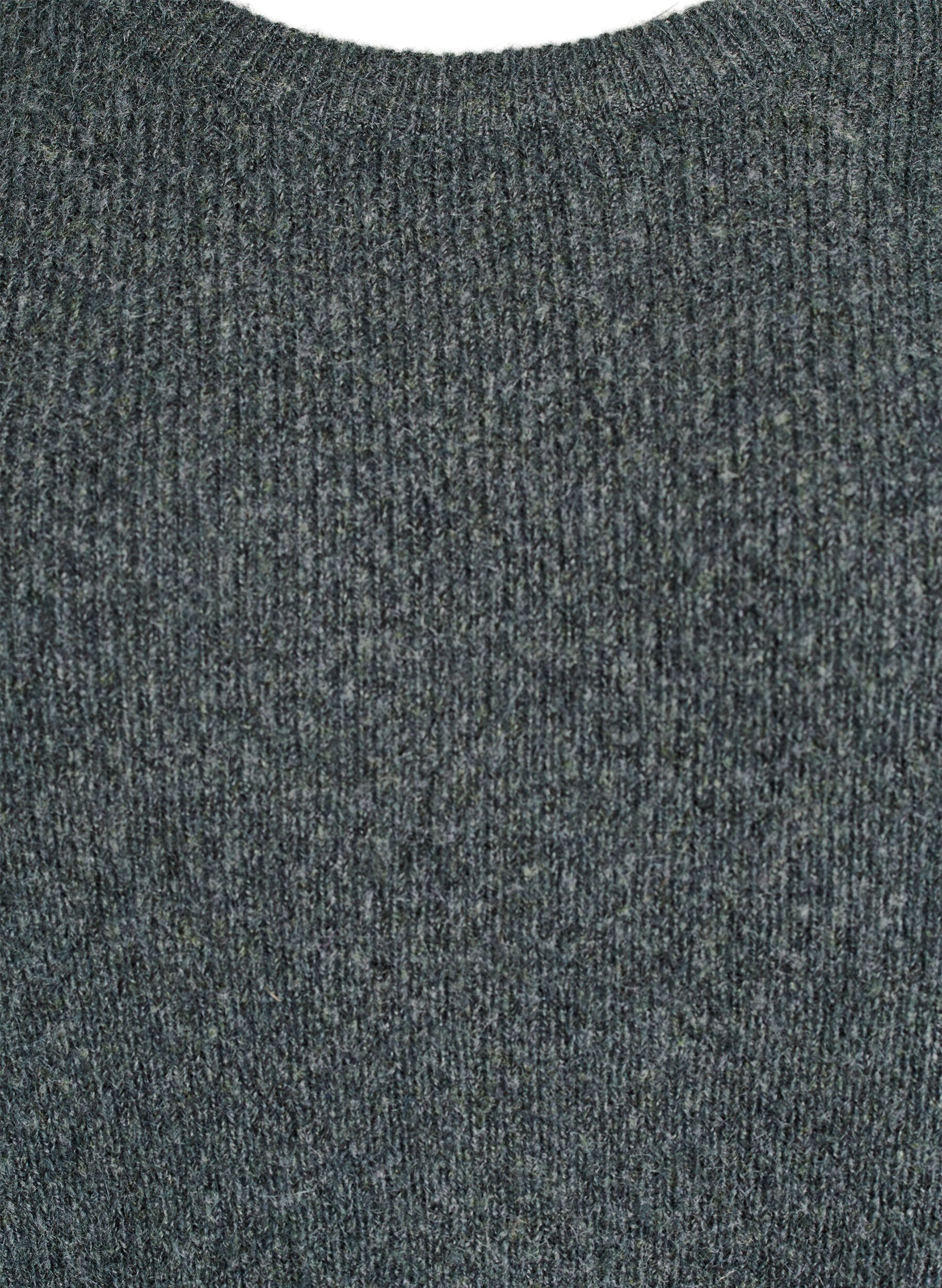 ZizziMelange breisel blouse met ronde hals, Groen, Packshot image number 2