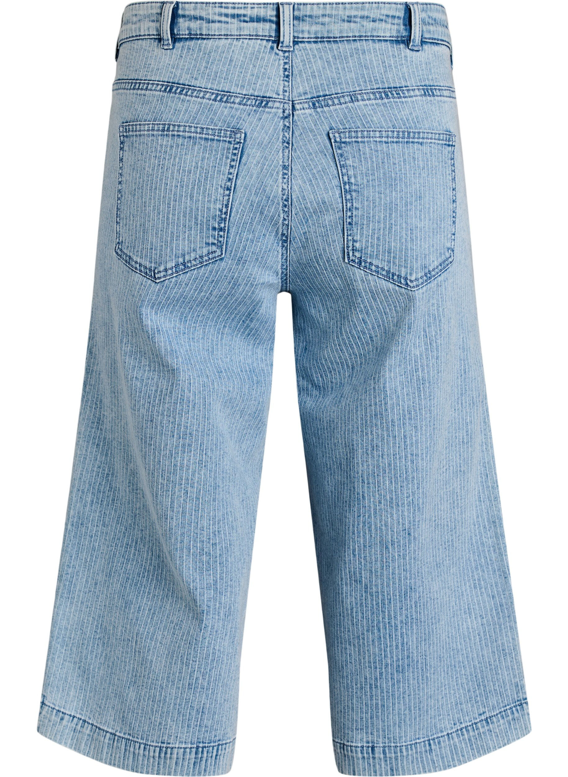 ZizziPinstripe wijde-pijp culotte-jeans, Blauw, Packshot image number 1