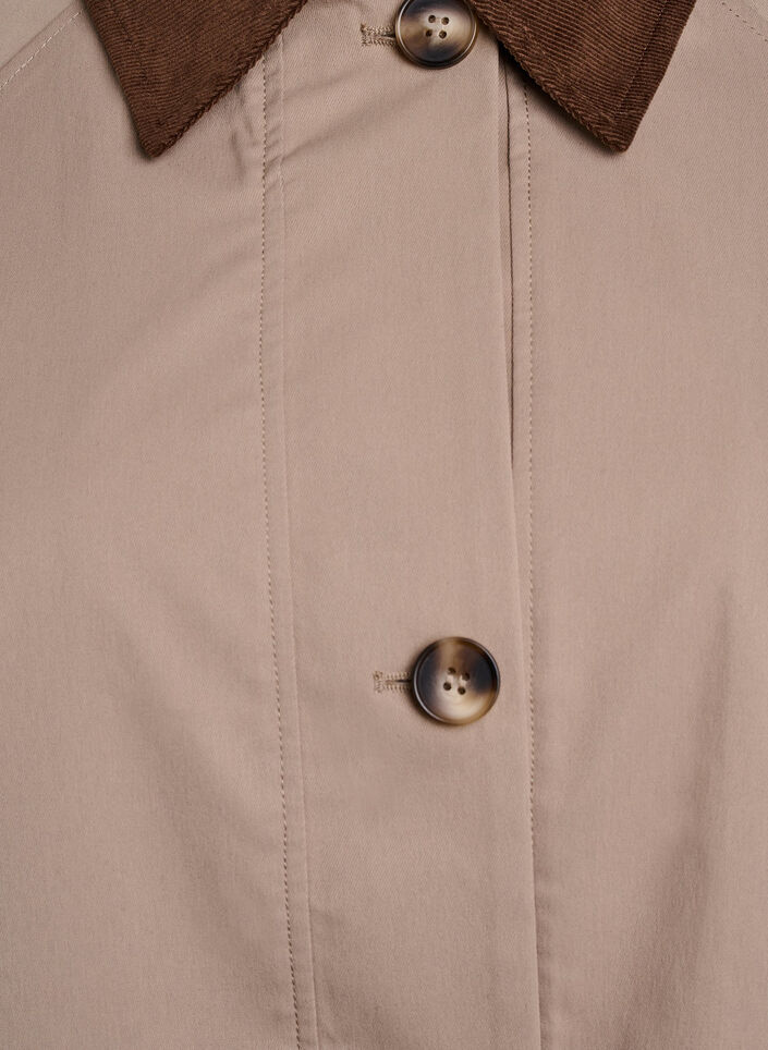 Voorjaarsjas met contrasterende ribfluweel details, Desert Taupe, Packshot image number 2