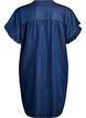 Denimlook jurk met knoopsluiting en ruches mouwtjes, Blauw, Packshot image number 1