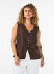 Mouwloos vest met V-hals en knopen, Bruin, Model image number 0