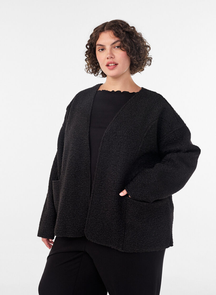 Cardigan ample avec poches, Noir, Image image number 0