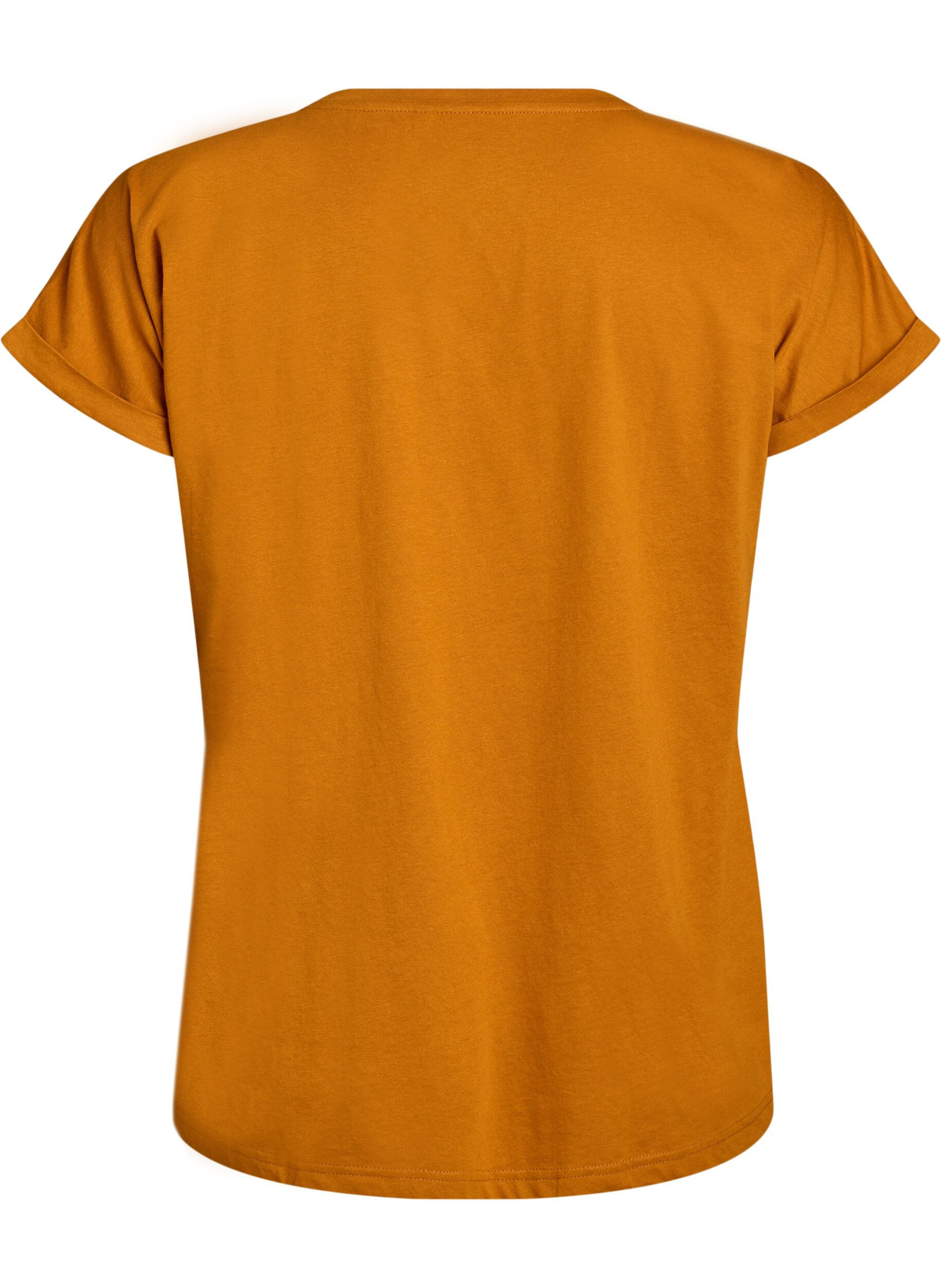 ZizziT-shirt met korte mouwen in een katoenmix, Oranje, Packshot image number 1