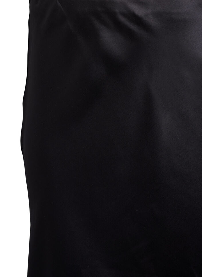 Satijnen midi rok, Zwart, Packshot image number 2