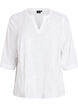 Katoenen blouse met geborduurde details en 3/4 mouwen, Wit, Packshot image number 0