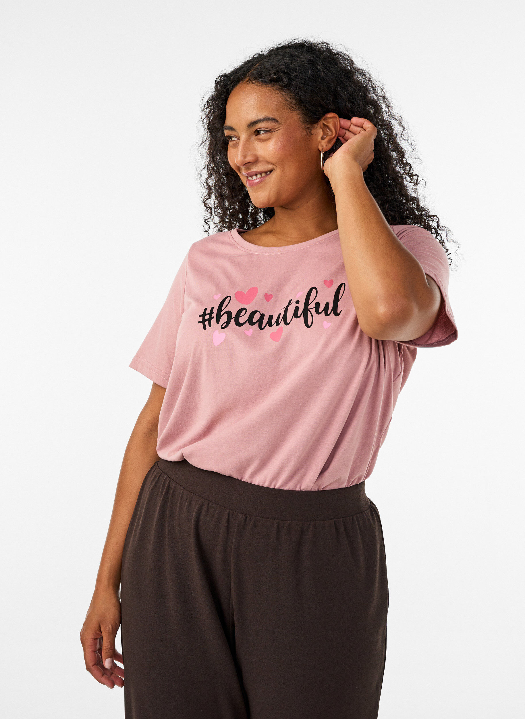 T-shirt met print, Rood, Model