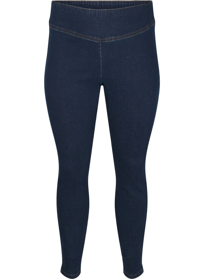 Rekbare jeggings met een hoge taille, Blauw, Packshot image number 0