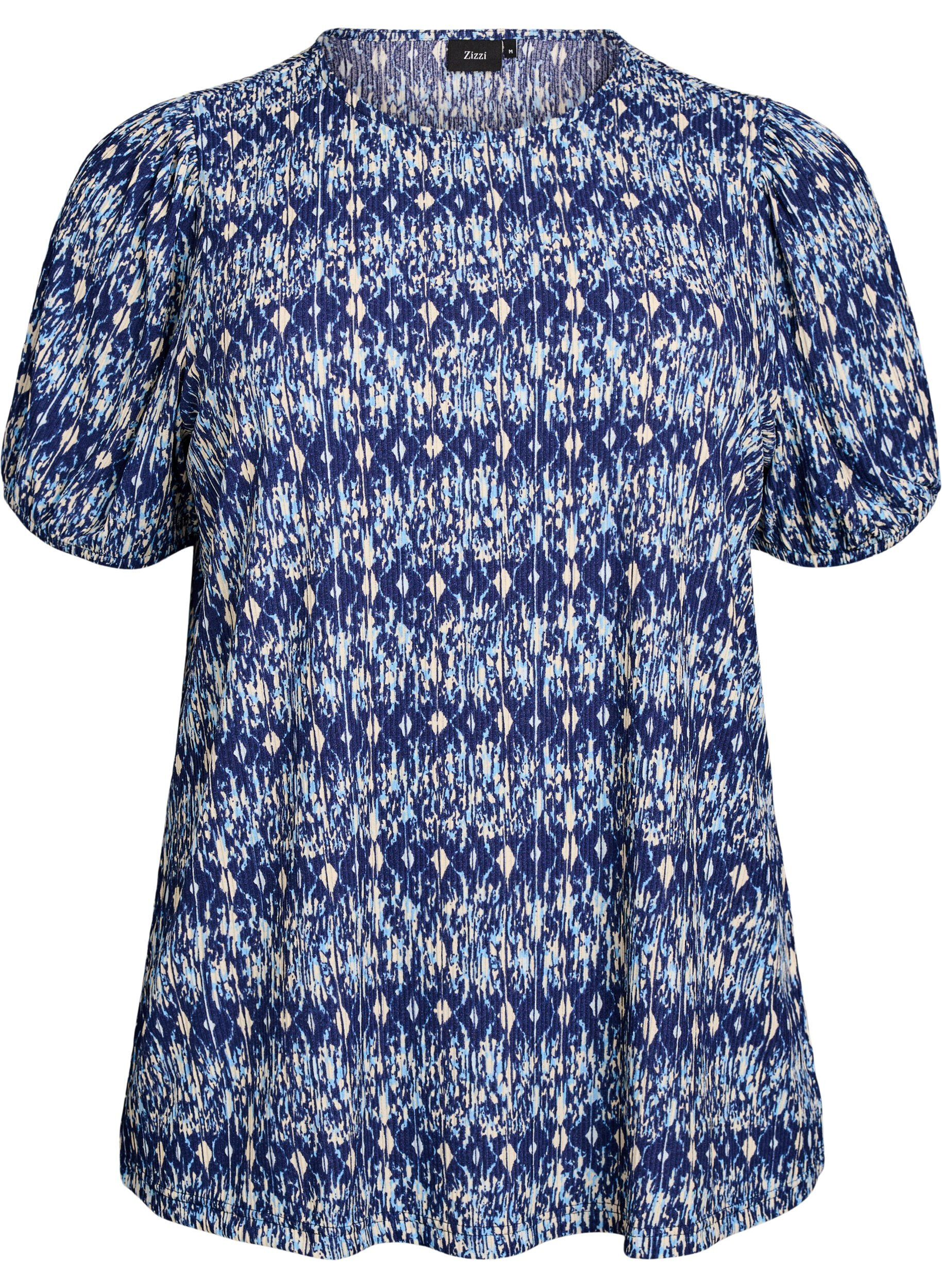 ZizziBlouse met korte mouwen, Blauw, Packshot image number 0