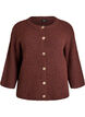 Korte cardigan met 3/4-mouwen en gouden textuur knopen, Bruin, Packshot image number 0