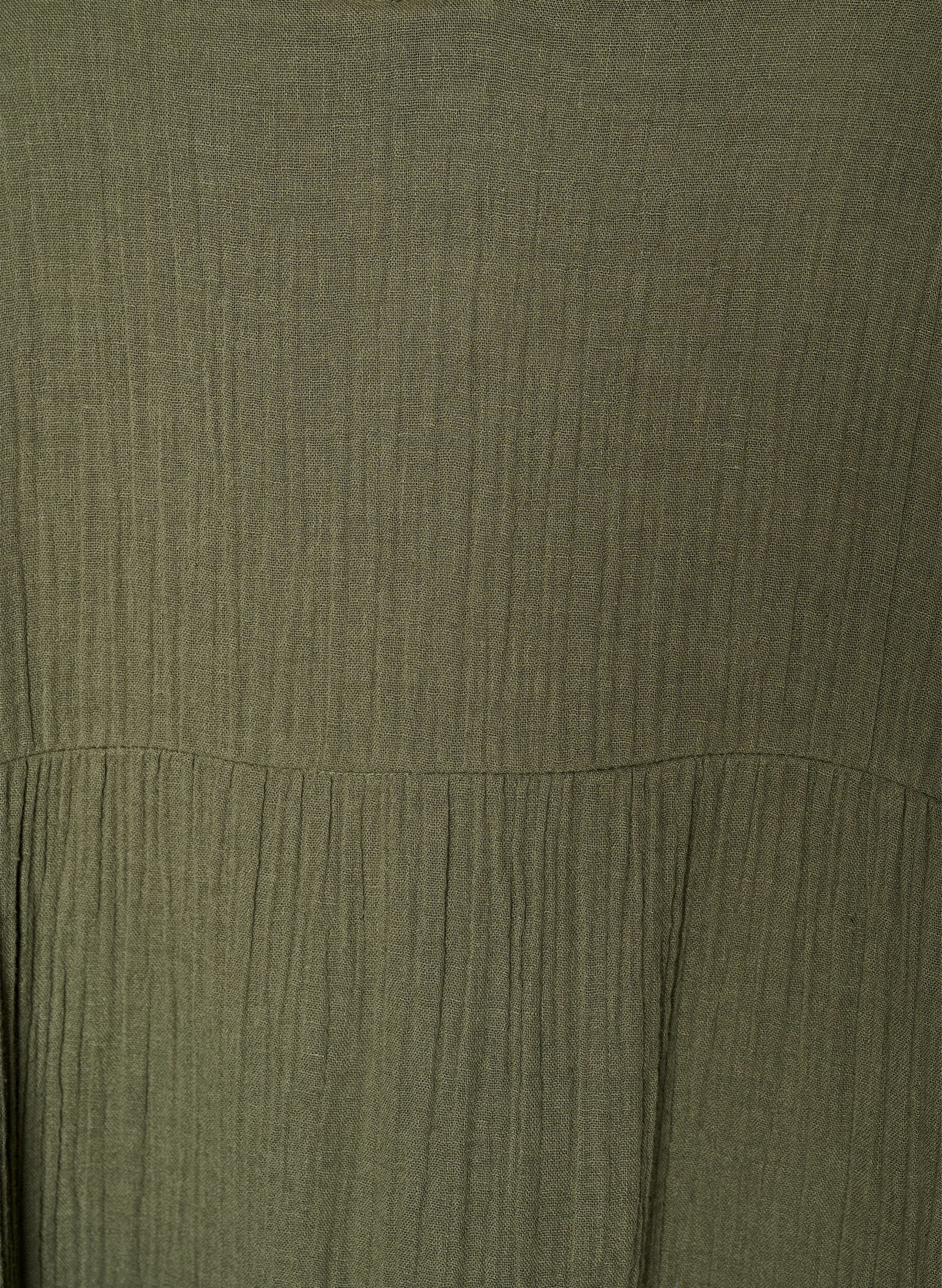 ZizziA-lijn midi-jurk in katoenen mousseline, Groen, Packshot image number 2