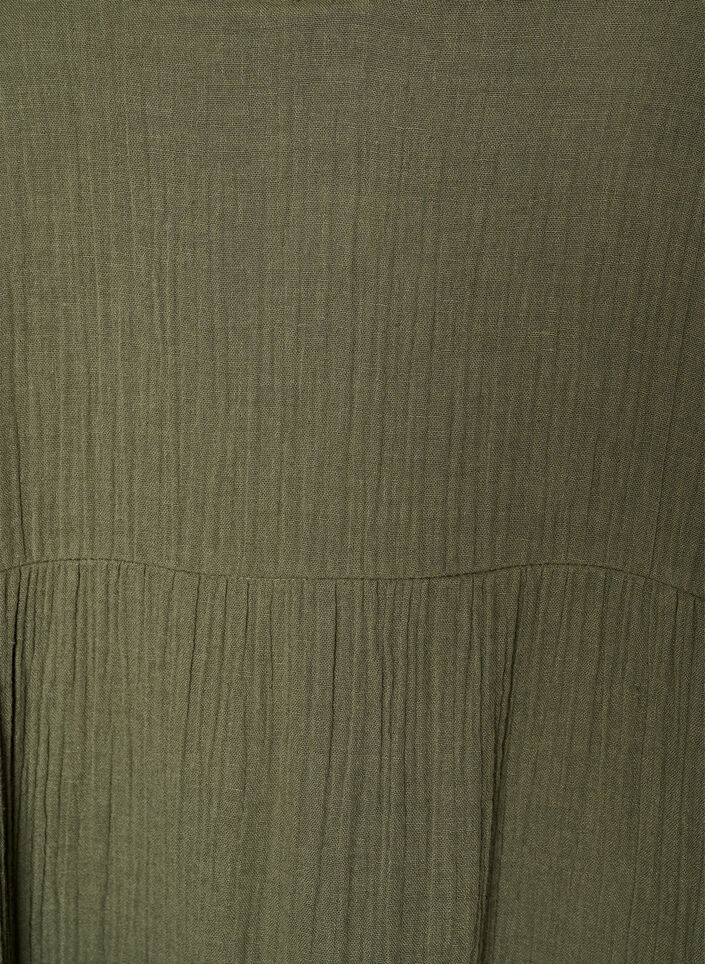 A-lijn midi-jurk in katoenen mousseline, Groen, Packshot image number 2