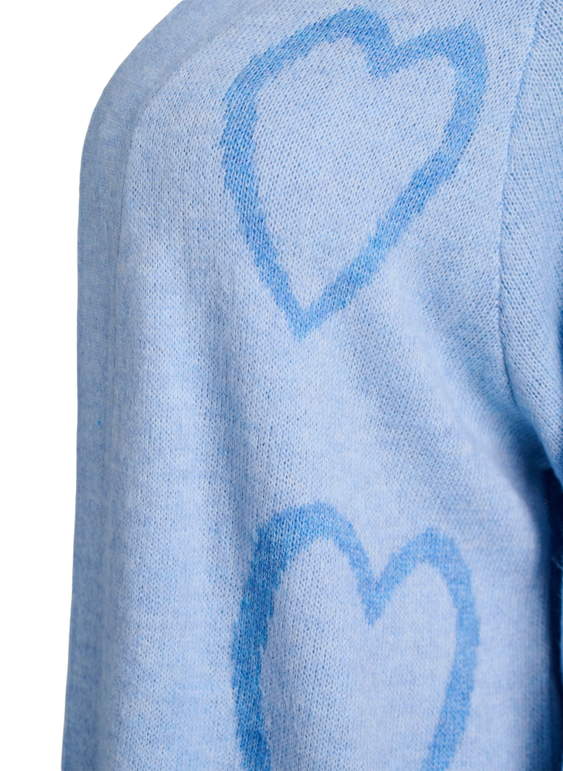 ZizziLange cardigan met ton-sur-ton harten, Blauw, Packshot image number 2