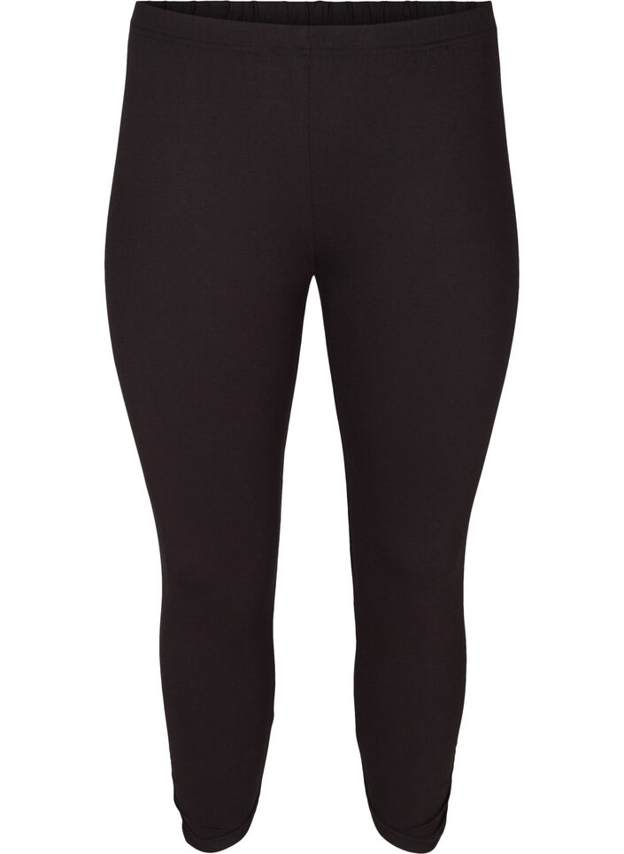 Basic 3/4 legging met ruches, Zwart, Packshot image number 0