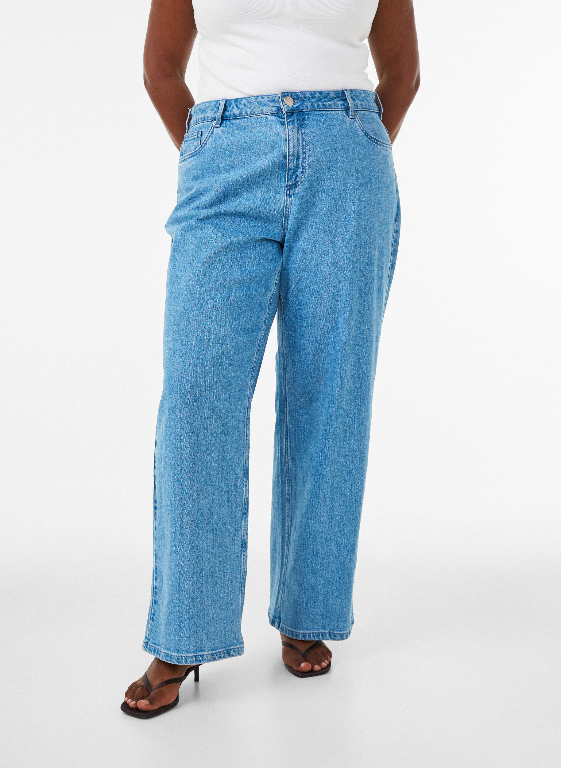 ZizziWide-leg jeans met hoge taille, Blauw, Model image number 2