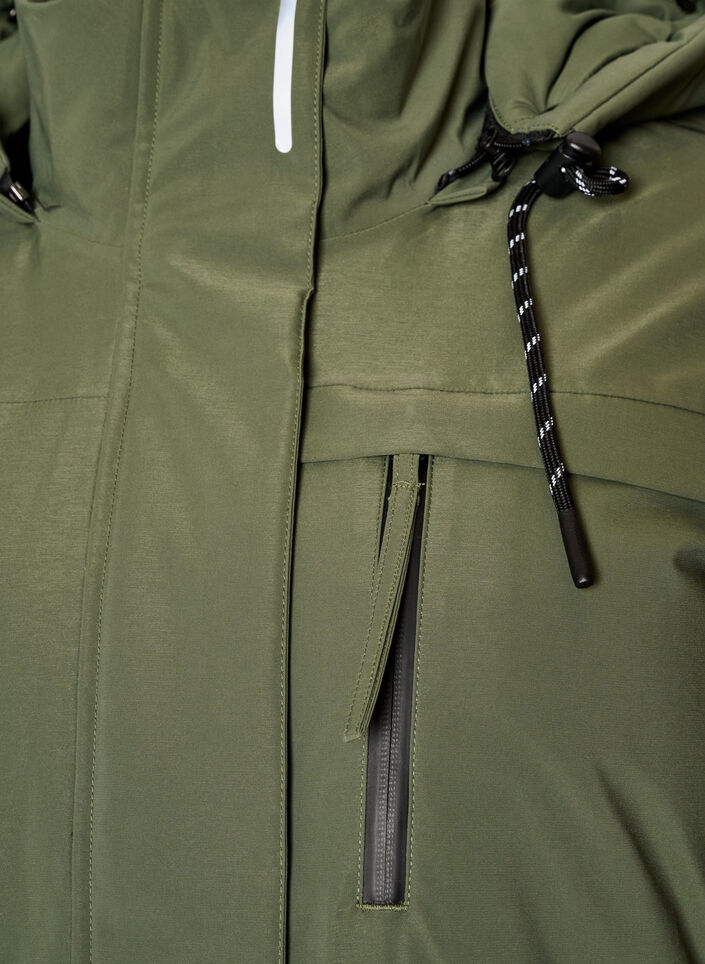 Waterafstotende parka met capuchon en functionele details, Groen, Packshot image number 2
