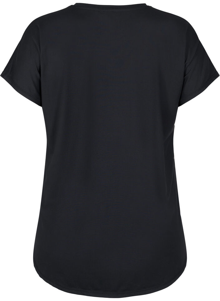 Sportief t-shirt met korte mouwen en v-hals, Black, Packshot