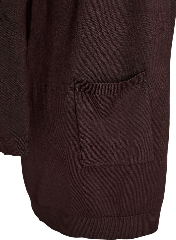Lang gebreid vest van een viscose mix, Bruin, Packshot image number 2