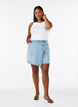 Denim skort met overslag en hoge taille, Blauw, Model image number 1