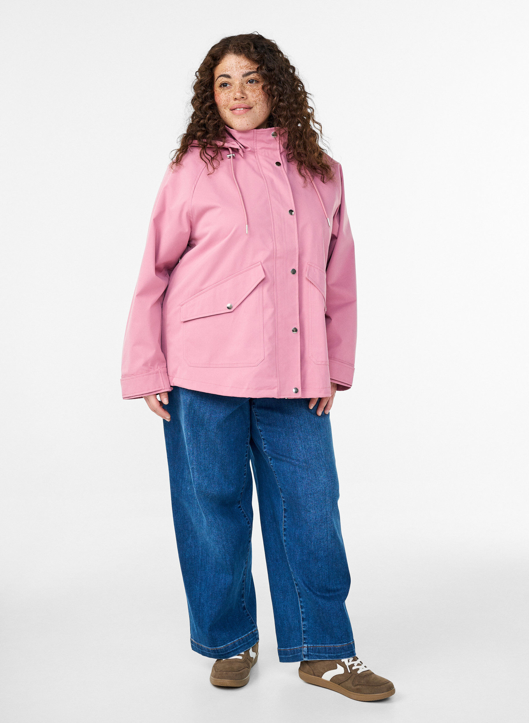 ZizziKorte lentejas met afneembare capuchon, Roze, Model image number 1