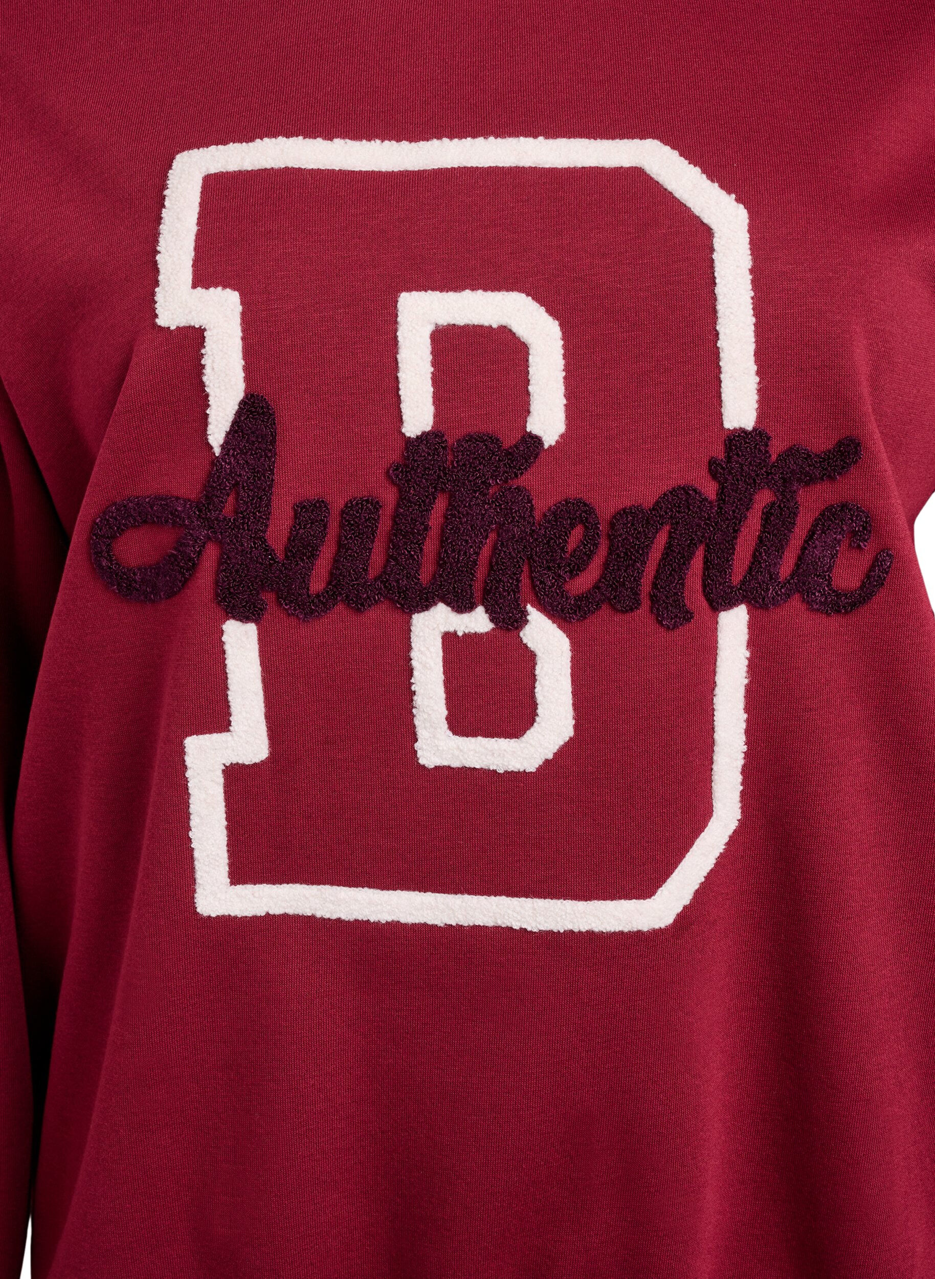 ZizziSweatshirt met badstof tekst, Donker Bordeaux, Packshot image number 2