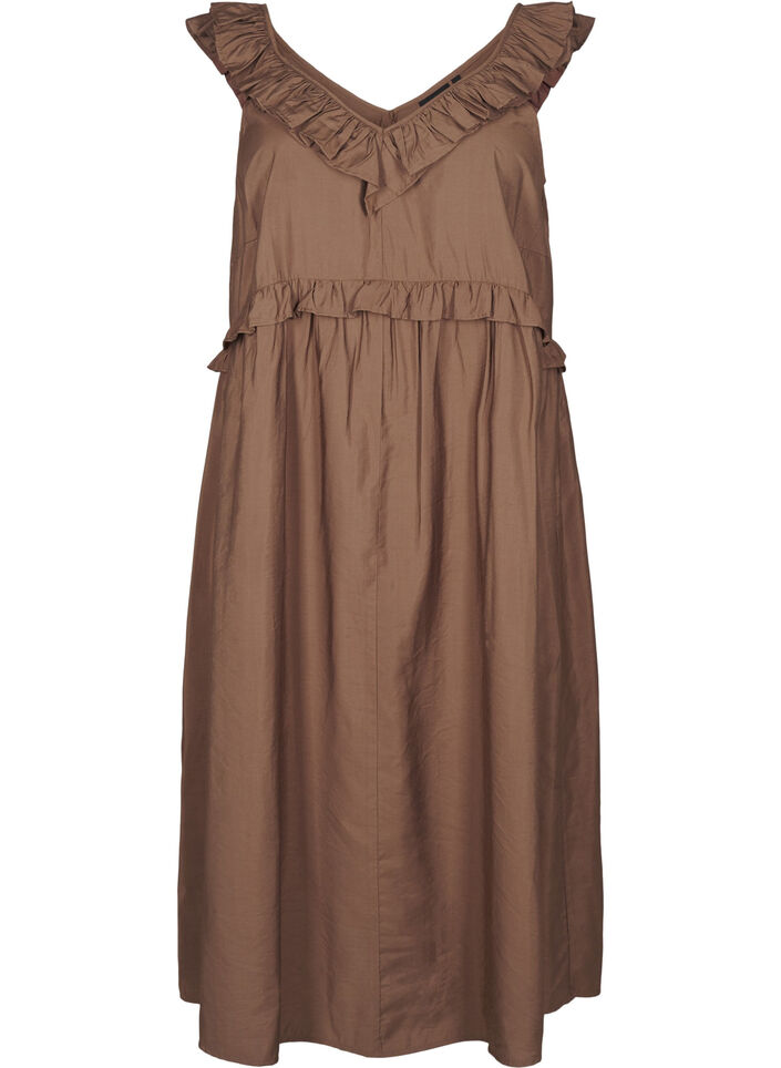 Mouwloze midi jurk met ruches, Rain Drum, Packshot