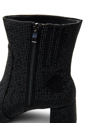 ZizziWide fit - Enkellaarzen met rhinestones, Zwart, Packshot image number 4