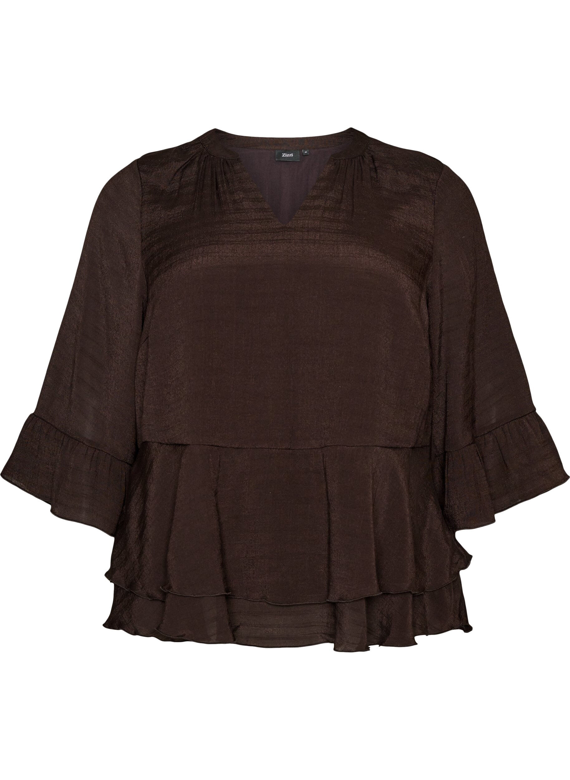 Blouse met 3/4-mouwen en ruchesdetails