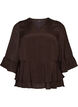 Blouse met 3/4-mouwen en ruchesdetails, Bruin, Packshot image number 0