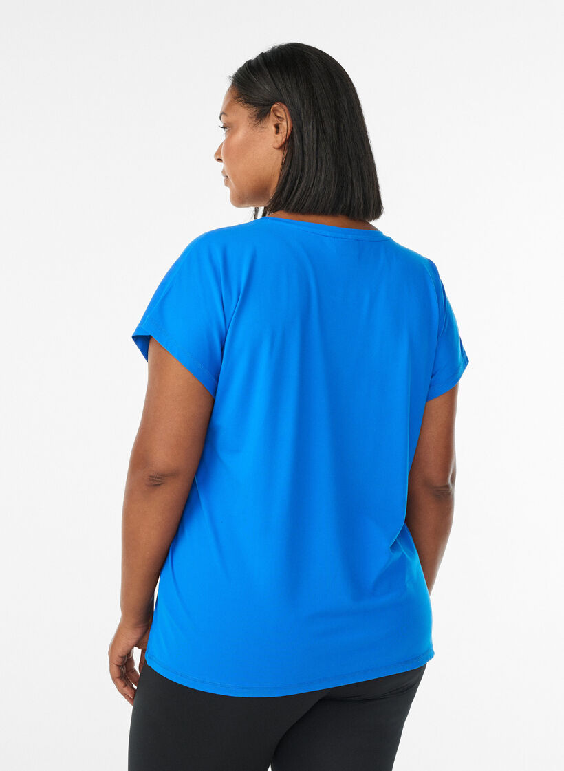 Effen gekleurd trainingsshirt, Blauw, Model