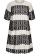 Korte jurk met contrasterende kanten panelen, Beige, Packshot image number 0