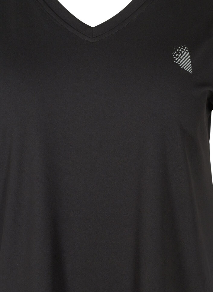 Losvallend trainings-T-shirt met V-hals, Zwart, Packshot image number 2