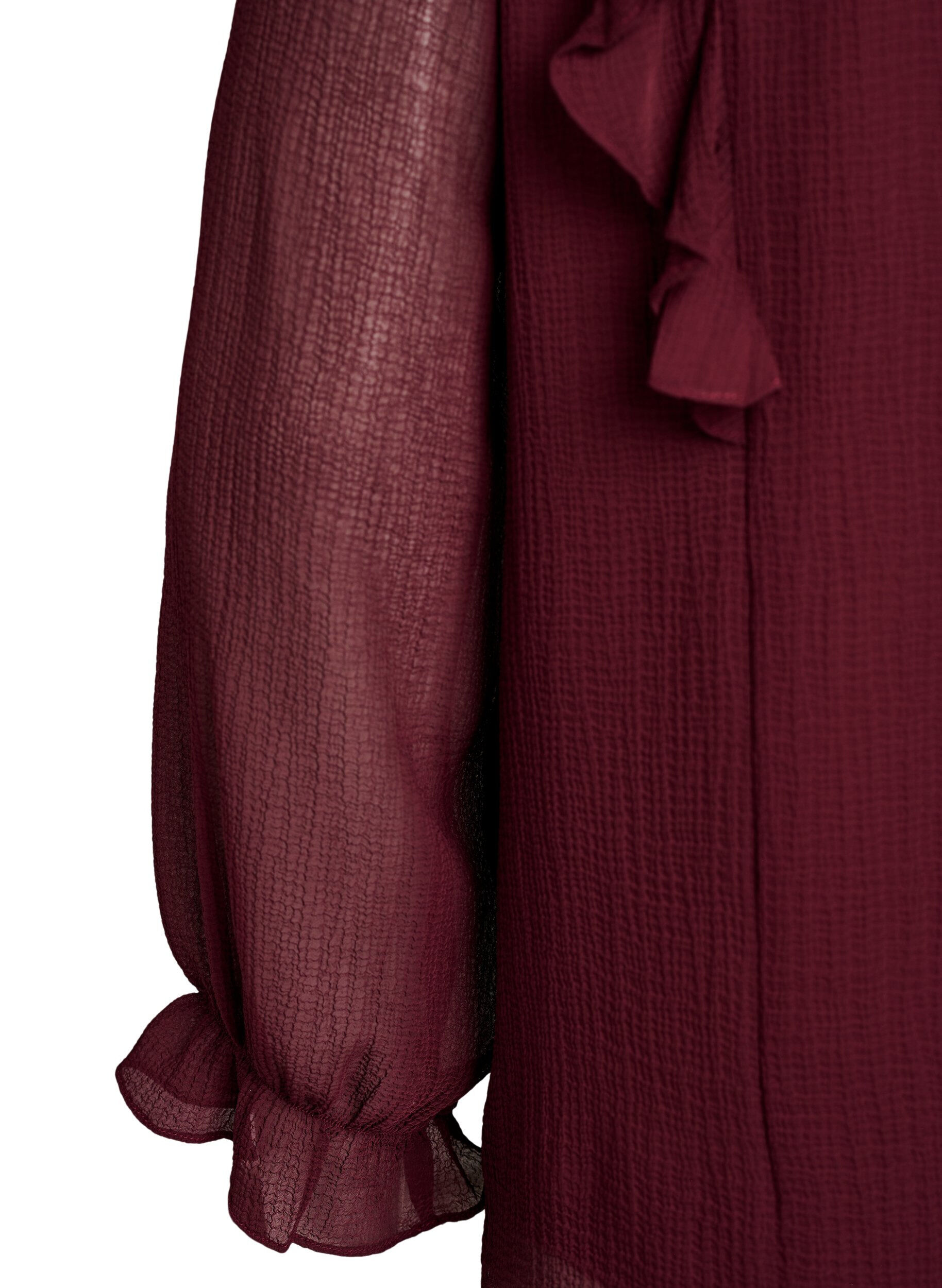 ZizziTransparante blouse met ruches en striksluiting, Rood, Packshot image number 3