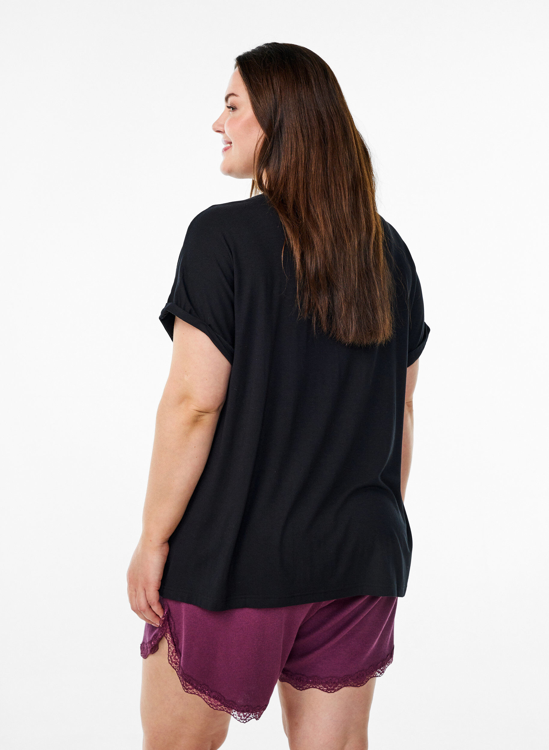 ZizziLosse viscose nachtshirt, Zwart, Model image number 2