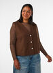 Mesh blouse met lange mouwen, Bruin, Model image number 0