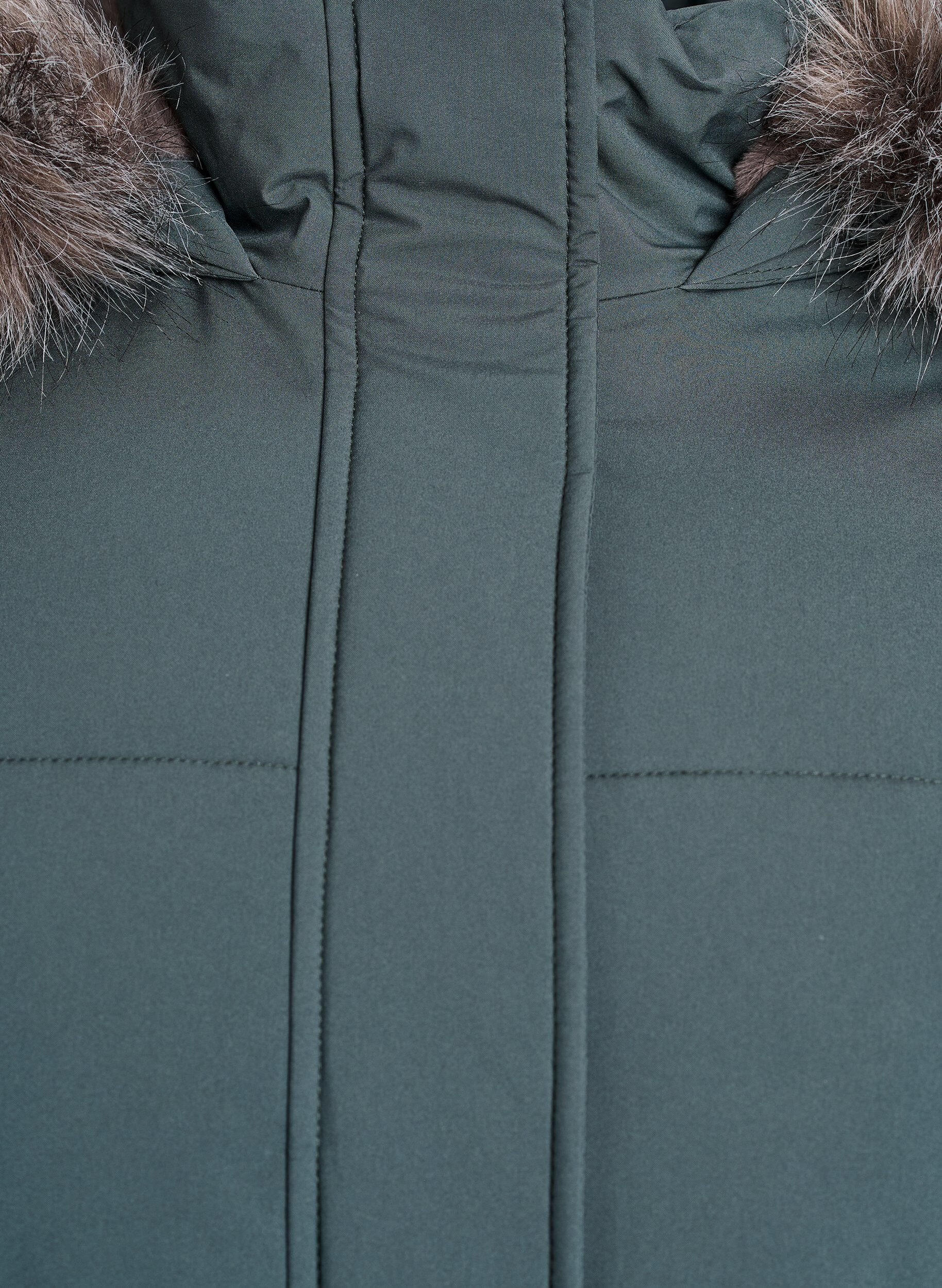 ZizziWaterafstotende parka met imitatiebontkraag, Groen, Packshot image number 2