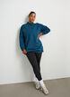 Lang sweatshirt met hoge hals en geborduurde tekst, Blauw, Model image number 1