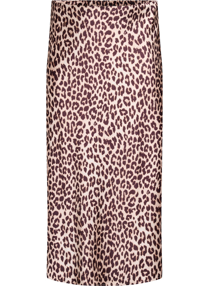 Satijnen midi rok, Leopard AOP, Packshot