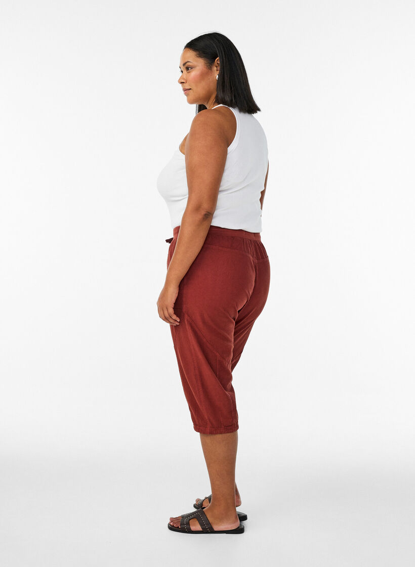 Katoenen Capri-broek, Rood, Model image number 1