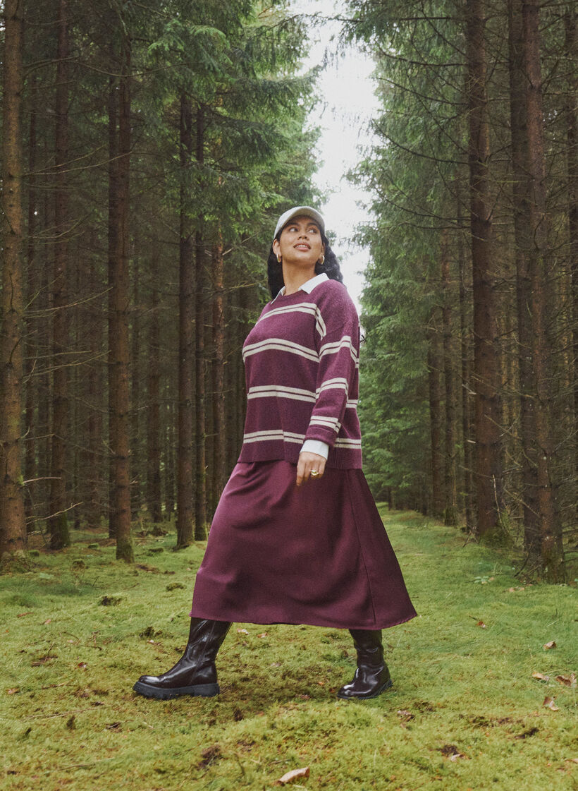 Satijnen midi rok, Rood, Image image number 0