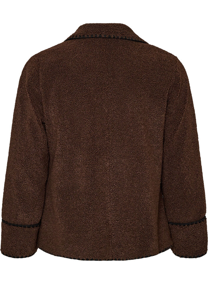 Teddy jas met contrast details, Bruin, Packshot image number 1