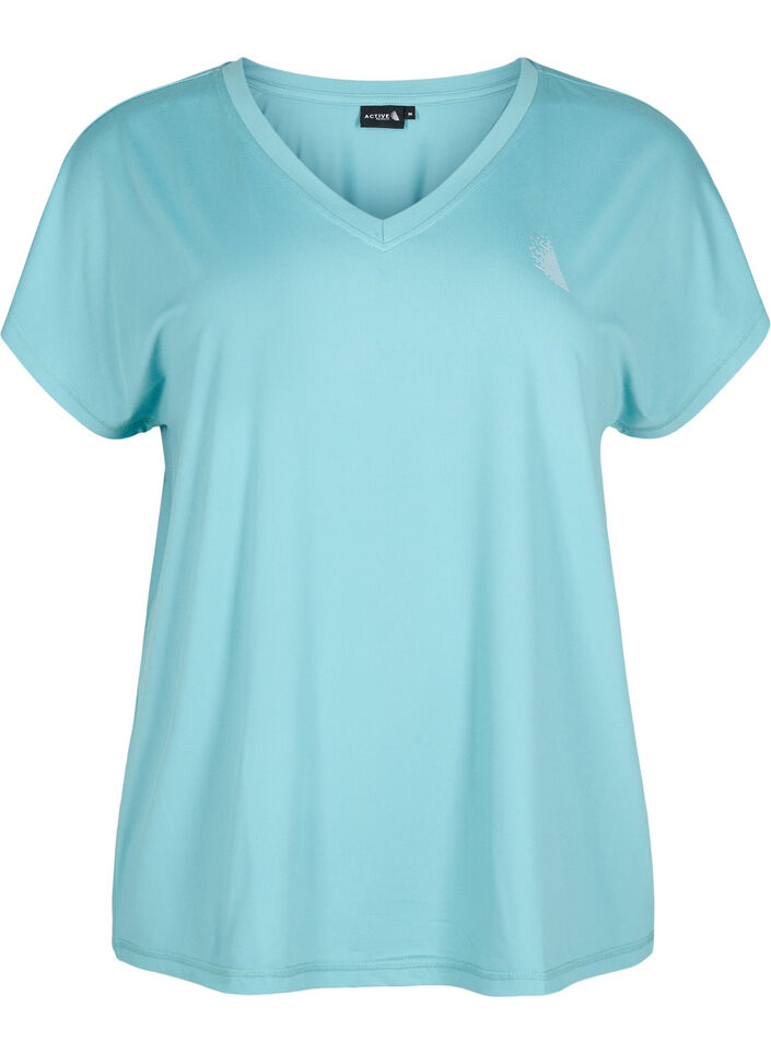 Losse trainingsshirt met v-hals, Bristol Blue, Packshot