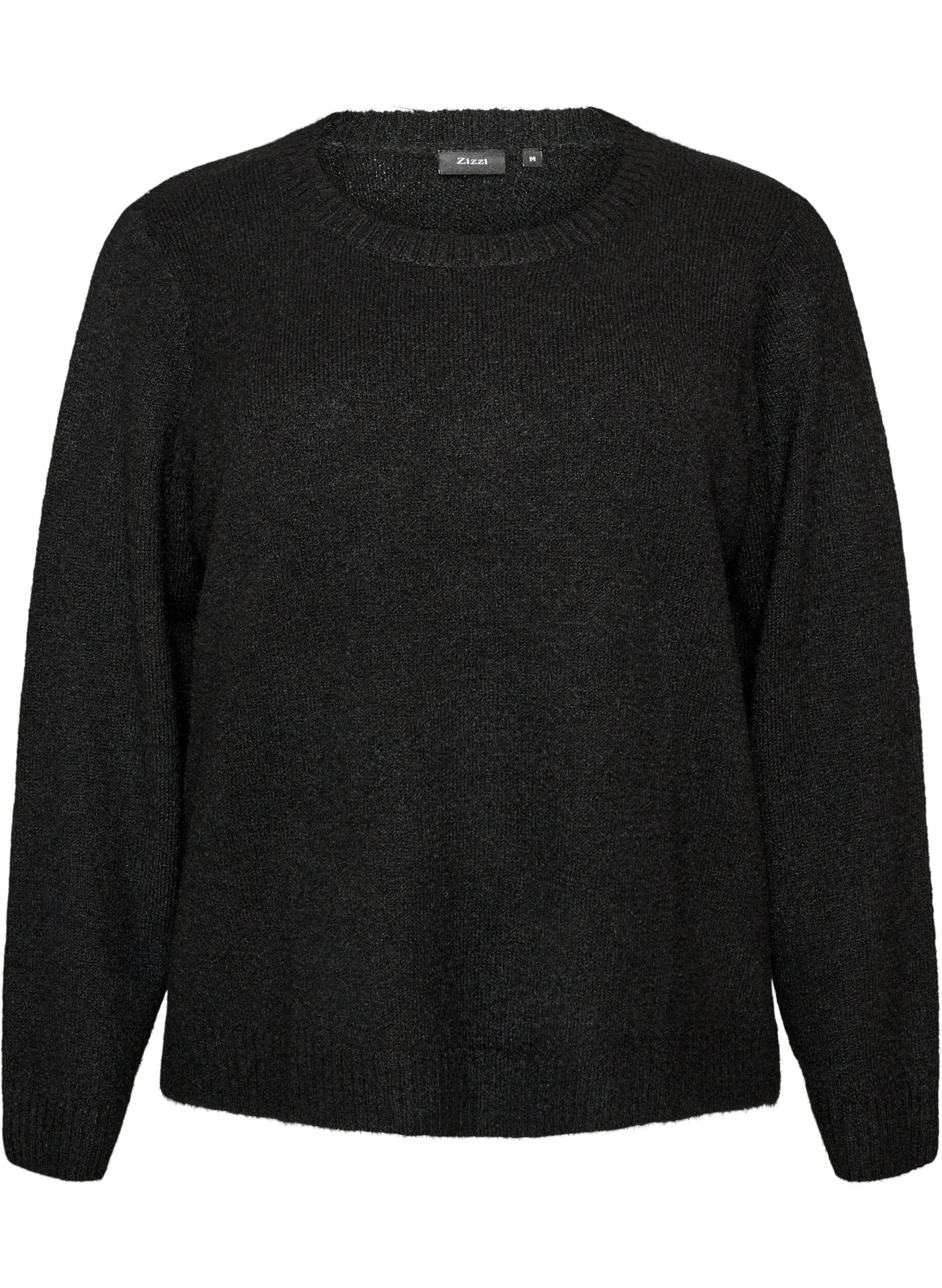 ZizziJumper met ronde hals en losse pasvorm, Zwart, Packshot image number 0