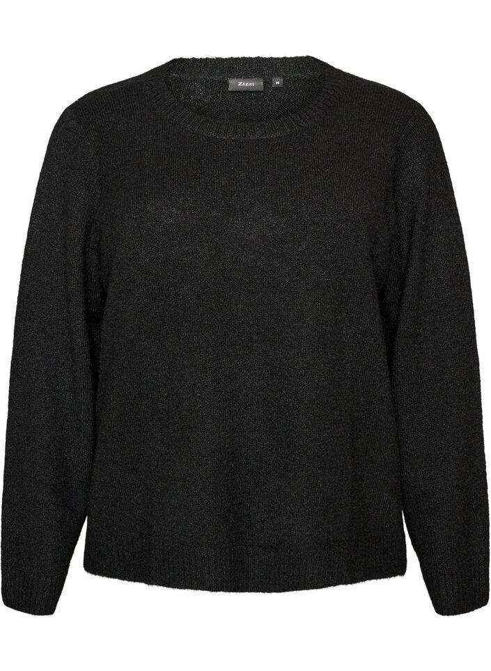 Jumper met ronde hals en losse pasvorm, Zwart, Packshot image number 0